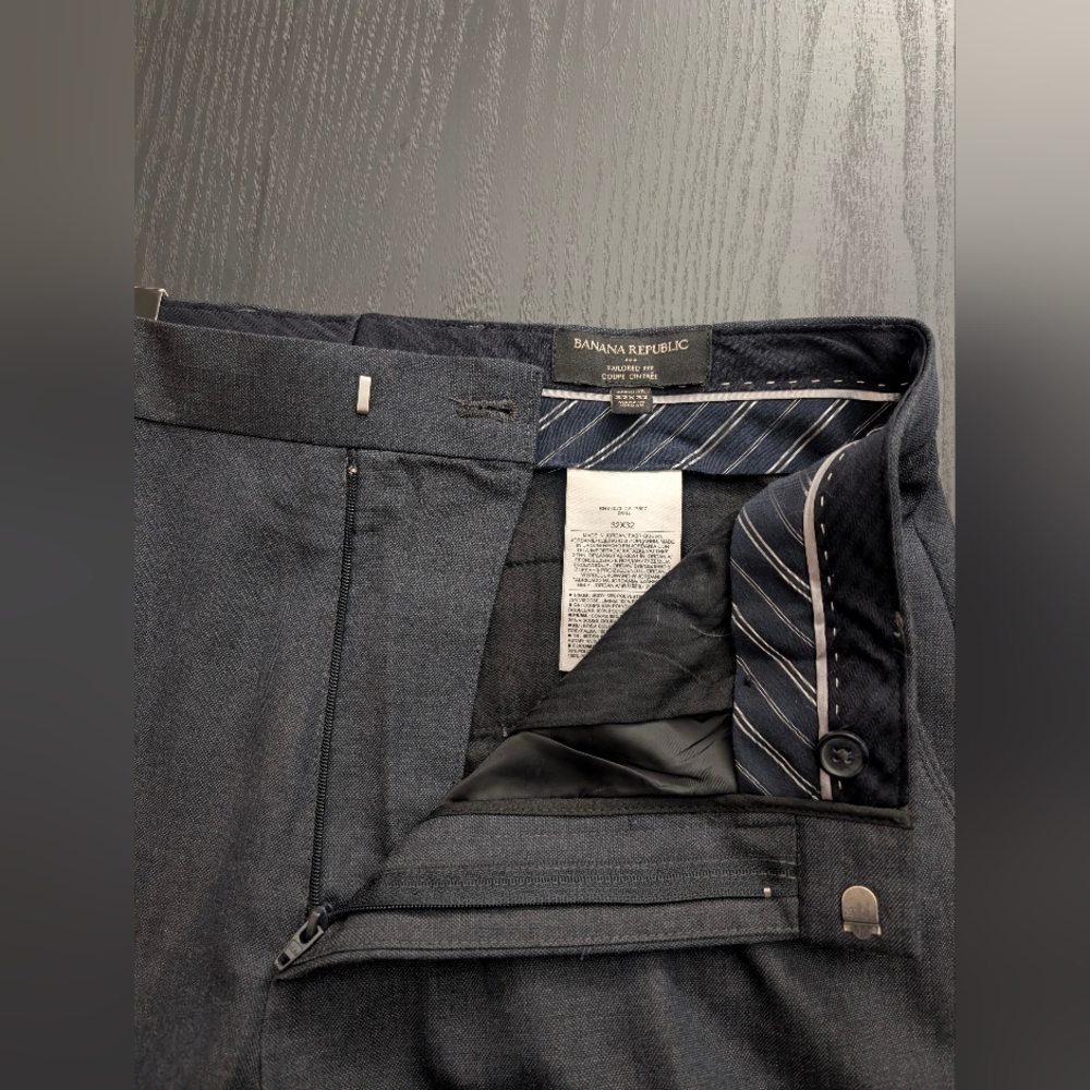 NWT Banana Republic Pants 32x32 Navy Stripe Tailored Fit Dress Trousers Office - Picture 4 of 11